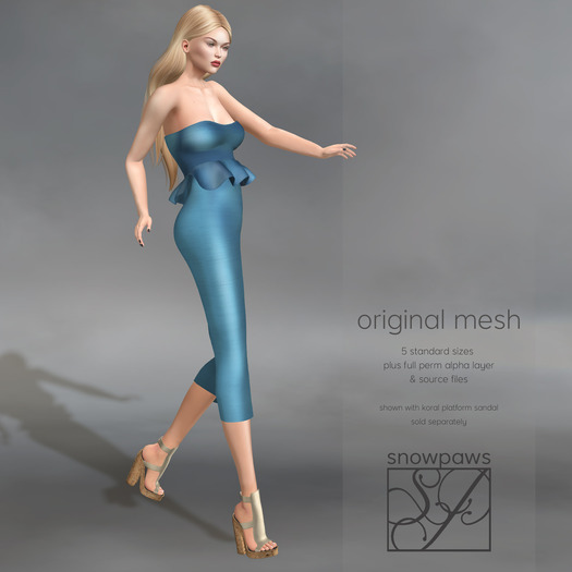 Snowpaws - Mille Strapless Ruffle Dress - Pale Blue