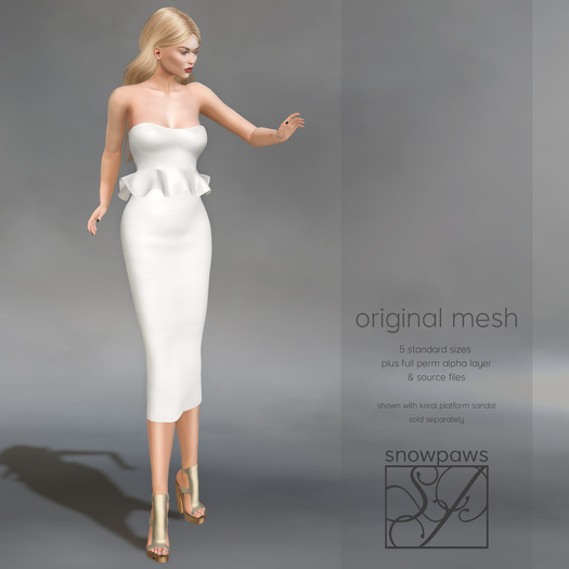 Snowpaws - Mille Strapless Ruffle Dress - White