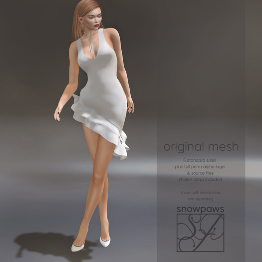 Snowpaws - Soma Ruffle Dress - White Silk