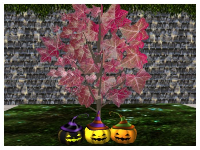 M.D Falling leaf tree and pumpkin scene