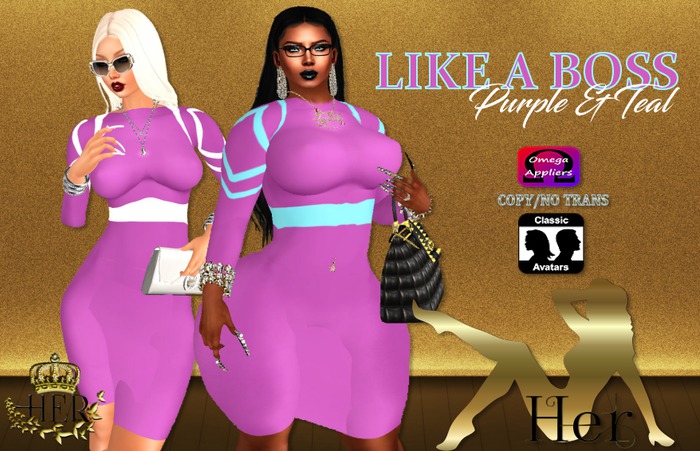 {CB} LIKE A BOSS DRESS ( PURPLE/TEAL )