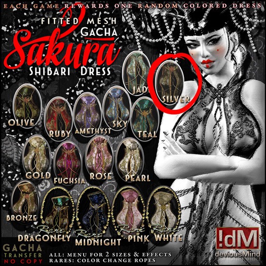 !dM Sakura - ShibariDress **SILVER DRAGON** (BOX)