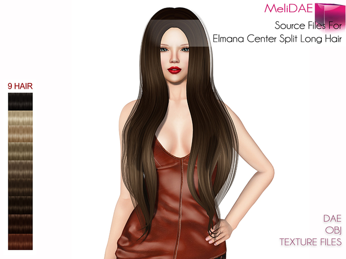 Dae Obj Texture Files For MI Elmana Center Split Long Hair