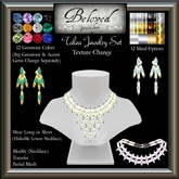 Beloved Jewelry : Talea Set (Texture Change Metals and Gemstones) Partial Mesh Earrings Necklace, Amethyst, Diamond