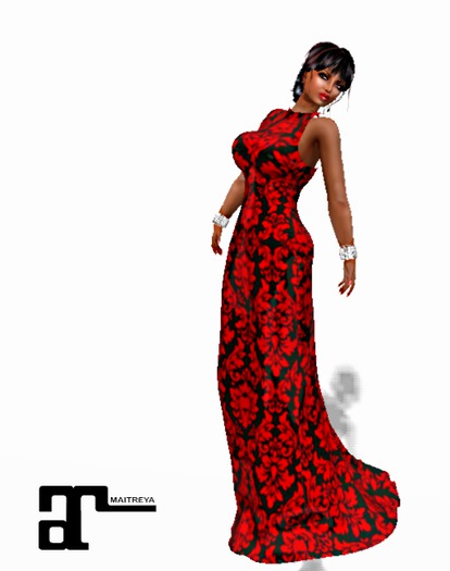 XK Maitreya Brocade Gown Blood Red