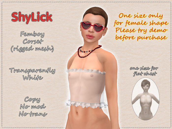 ShyLick DEMO: Femboy Corset Transparently White