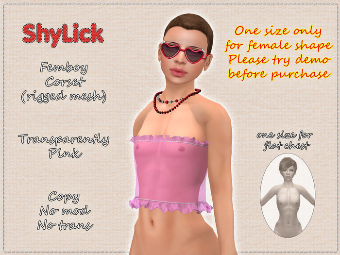 ShyLick: Femboy Corset Transparently Pink