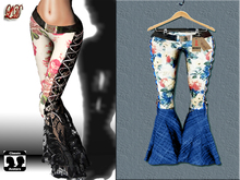 {LD}Clothing_Dance Pants-Blue Flowers