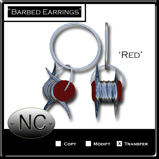 NC-Barbed Earrings-Red 