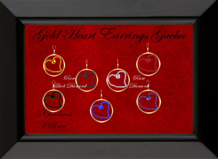 CW-Diamond Gold Heart Earrings Gacha (Boxed) RARE