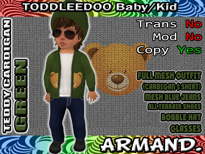 --ARMAND-- TEDDY CARDIGAN - GREEN