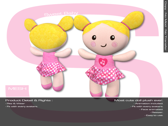 Sweet Baby - Blond Baby Girl Plush Mesh