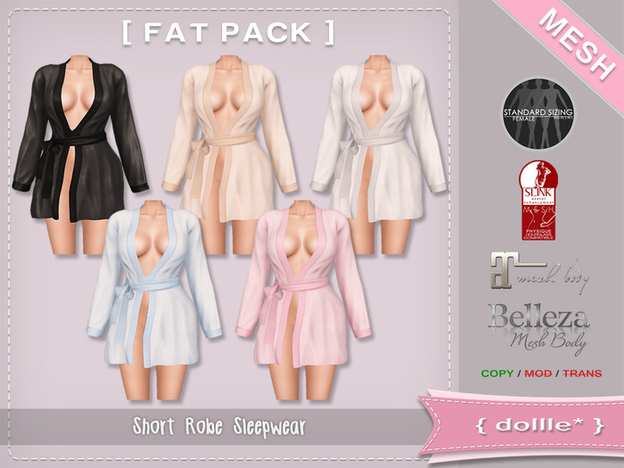 {dollle*} 124 Short Robe Sleepwear (Fat Pack)