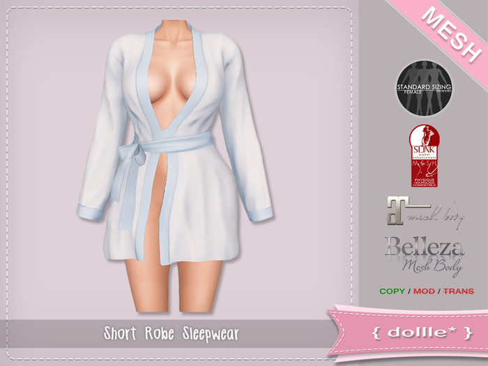 {dollle*} 124 Short Robe Sleepwear - Blue