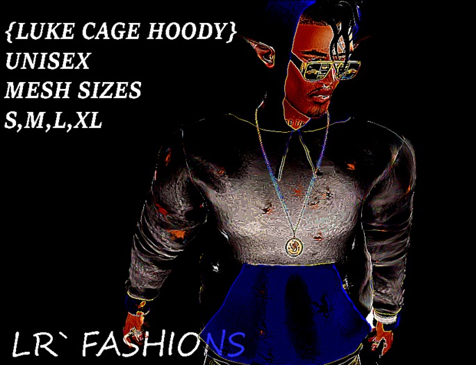 LR` FASHIONS_LUKE CAGE 'BLU' GUYS HOODIE