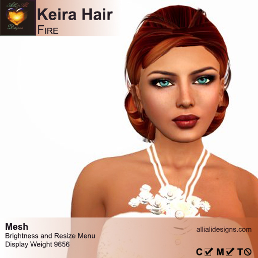 A&A Keira Hair Fire (Special Color). FUNCTIONAL DEMO.  Resizable mesh womens updo hairstyle