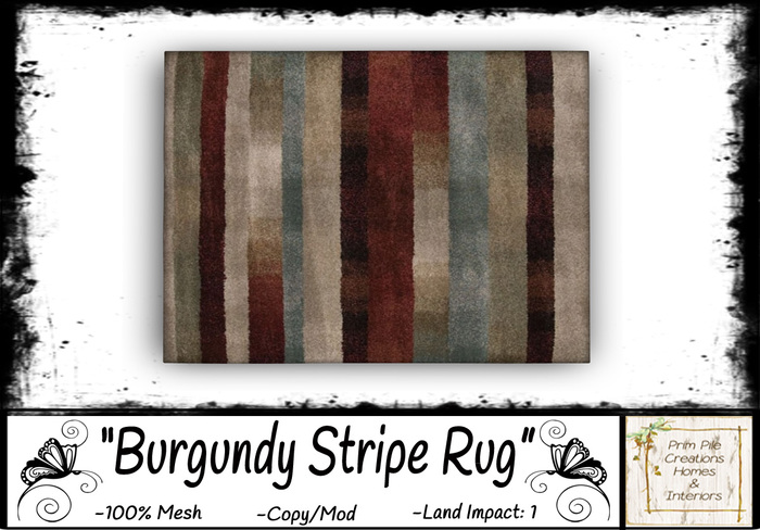 ~PPC~ Burgundy Stripe Rug