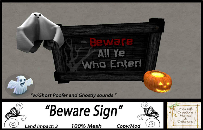 ~PPC~ Halloween Beware Sign BOXED