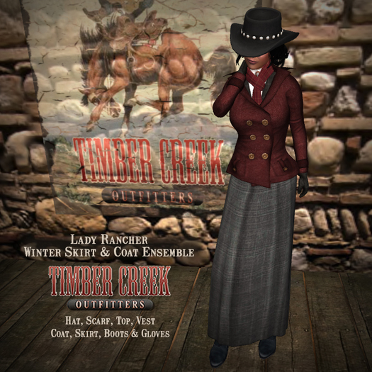 [Timber Creek] Lady Rancher Winter Ensemble-Red & Pewter