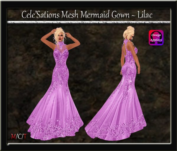 Cele'Sations Mermaid Mesh Gown ~ Lilac [ Maitreya Belleza TMP Eve Slink ]