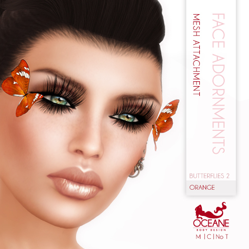 Limited item: Oceane - Butterflies 2 Face Adornments - Orange