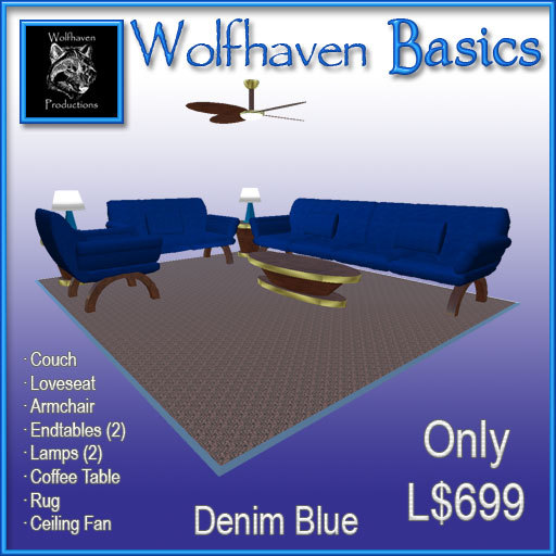WB-Denim Blue Living Room Furniture Set
