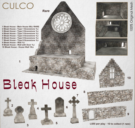 3 -Culco- Bleak House - Type 2 Gravestone 1Li