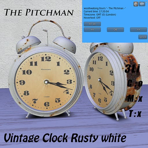 Rusty Rafts Clock Second Life Marketplace - - The Pitchman - Vintage Clock Rusty white