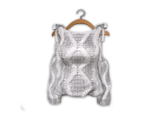 {amiable}Mesh Shoulder Bow Knit Top_Gray