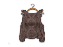 {amiable}Mesh Shoulder Bow Knit Top_Brown