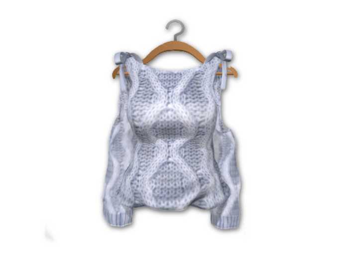 {amiable}Mesh Shoulder Bow Knit Top_Blue