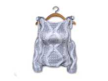 {amiable}Mesh Shoulder Bow Knit Top_Blue