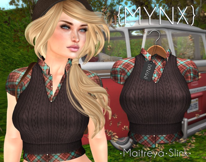 {MYNX} Prepster Top - Brown Plaid
