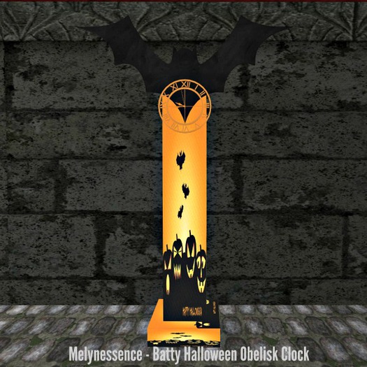 Batty Halloween Obelisk Clock
