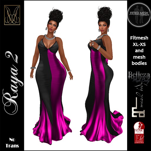JCD Raya2 Fuschia Mesh Gown  (bagged)