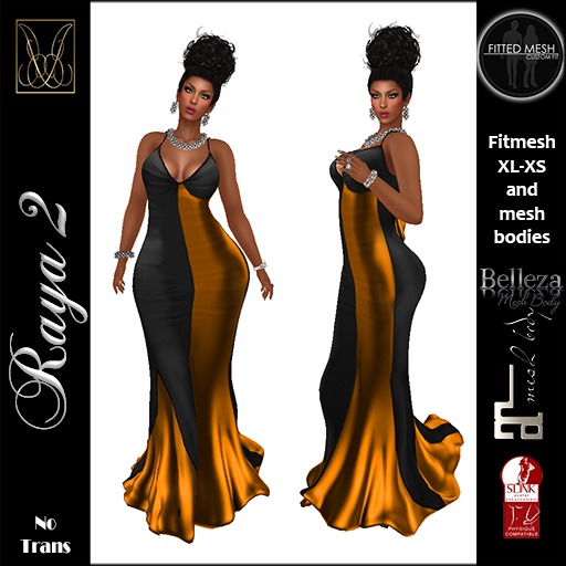 JCD Raya2 Orange Mesh Gown  (bagged)