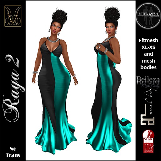 JCD Raya2 Teal Mesh Gown  (bagged)