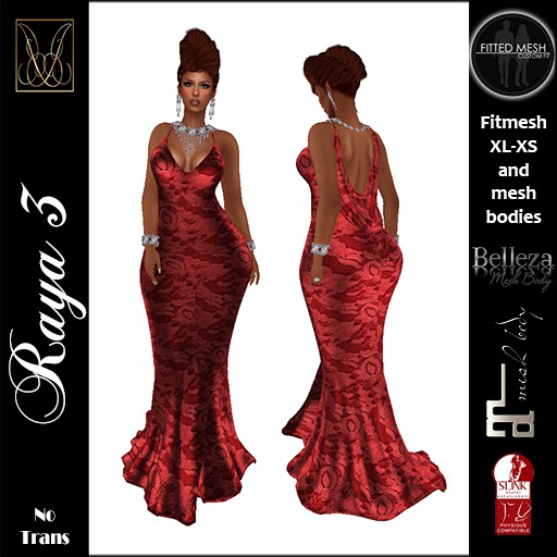JCD Raya3 Red Lace Mesh Gown  (bagged)