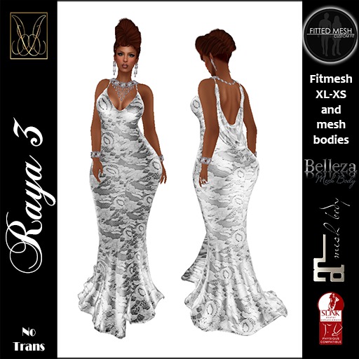 JCD Raya3 White Lace Mesh Gown (bagged)