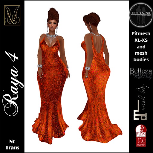 JCD Raya4 Orange Mesh Gown  (bagged)