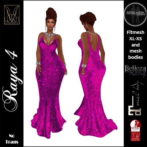 JCD Raya4 Pink Mesh Gown  (bagged)