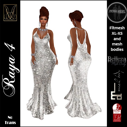 JCD Raya4 Silver Mesh Gown  (bagged)