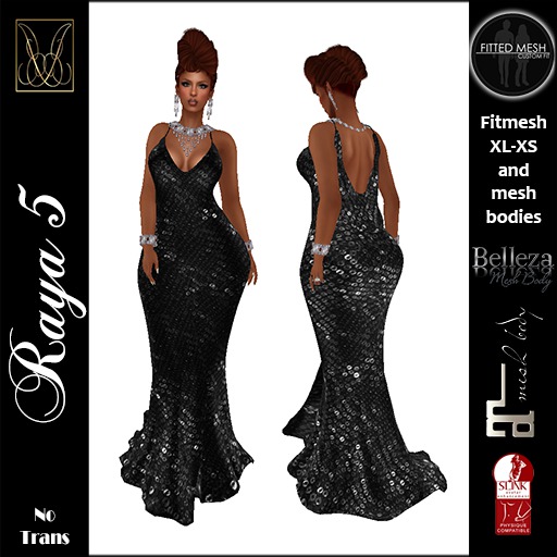 JCD Raya5 Black Mesh Gown  (bagged)