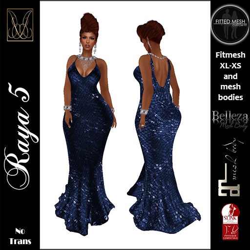 JCD Raya5 Blue Mesh Gown  (bagged)