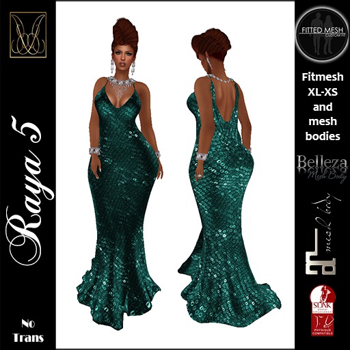 JCD Raya5 Cyan Mesh Gown  (bagged)