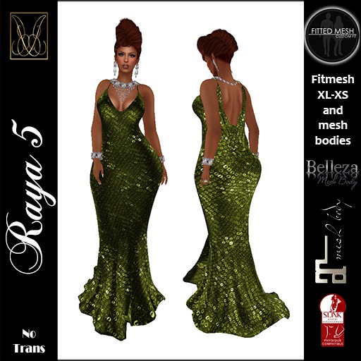 JCD Raya5 Green Mesh Gown  (bagged)