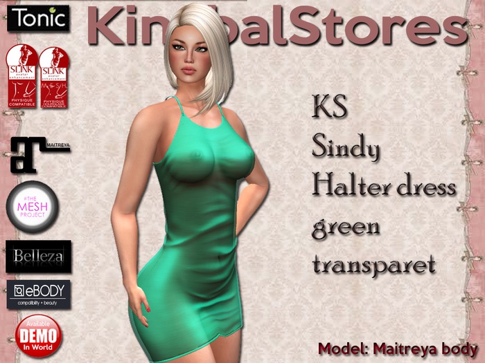 99 KS SINDY HALTER DRESS GREEN (transparent)