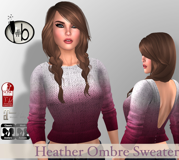 #b Heather Sweater Pink Ombre