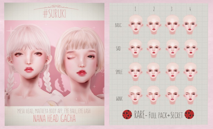 Second Life Marketplace - #SURUKI_NANA MESH HEAD 4 (Wink)