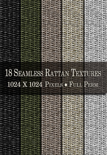 ♥ 18 Seamless Rattan Textures Full Permission ♥